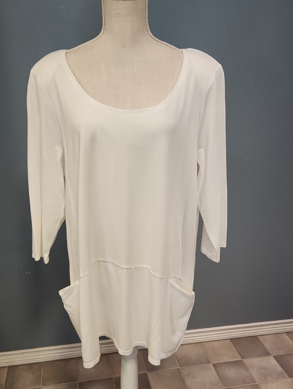 Pure Jill Curved Seam Pima Cotton Tunic Top Lagenlook Resortwear Beach Summer